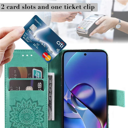 KT Imprinting Flower Series-1 For Motorola Moto G54 5G Leather Case Wallet Stand Phone Cover