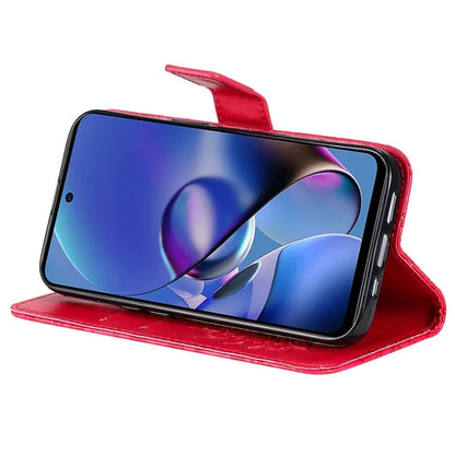 KT Imprinting Flower Series-1 For Motorola Moto G54 5G Leather Case Wallet Stand Phone Cover