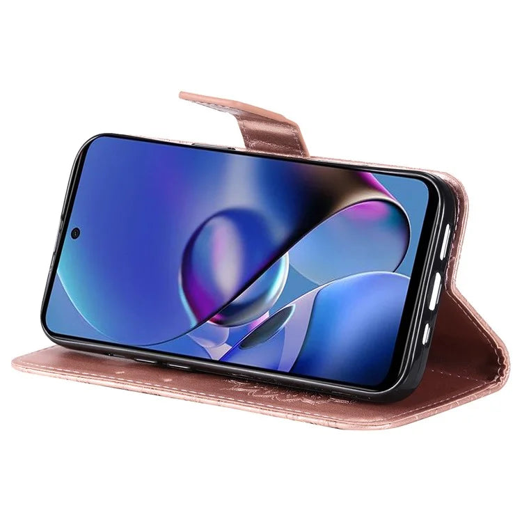KT Imprinting Flower Series-1 For Motorola Moto G54 5G Leather Case Wallet Stand Phone Cover