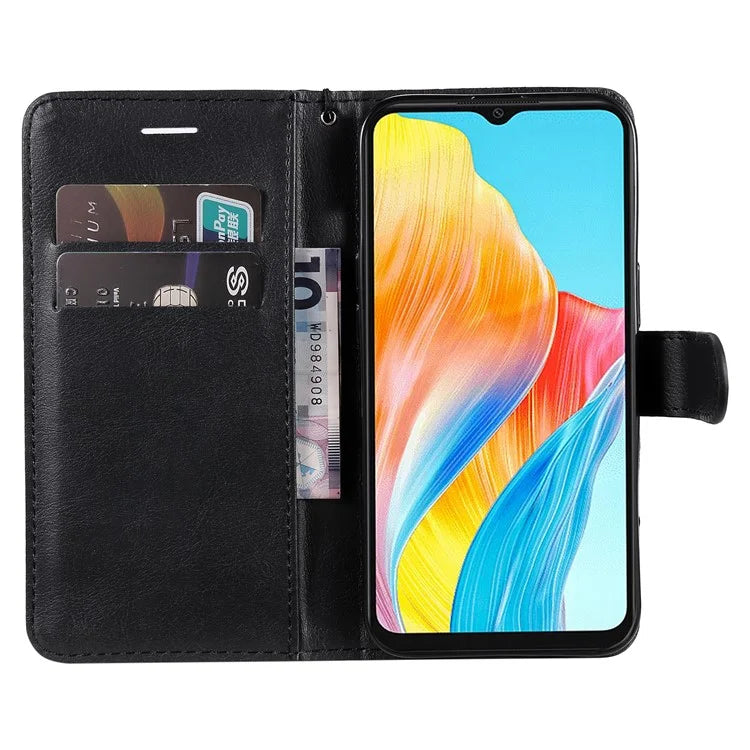 KT Leather Series-2 For Oppo A38 4G Case Wallet PU Leather Shell Solid Color Stand Cell Phone Cover