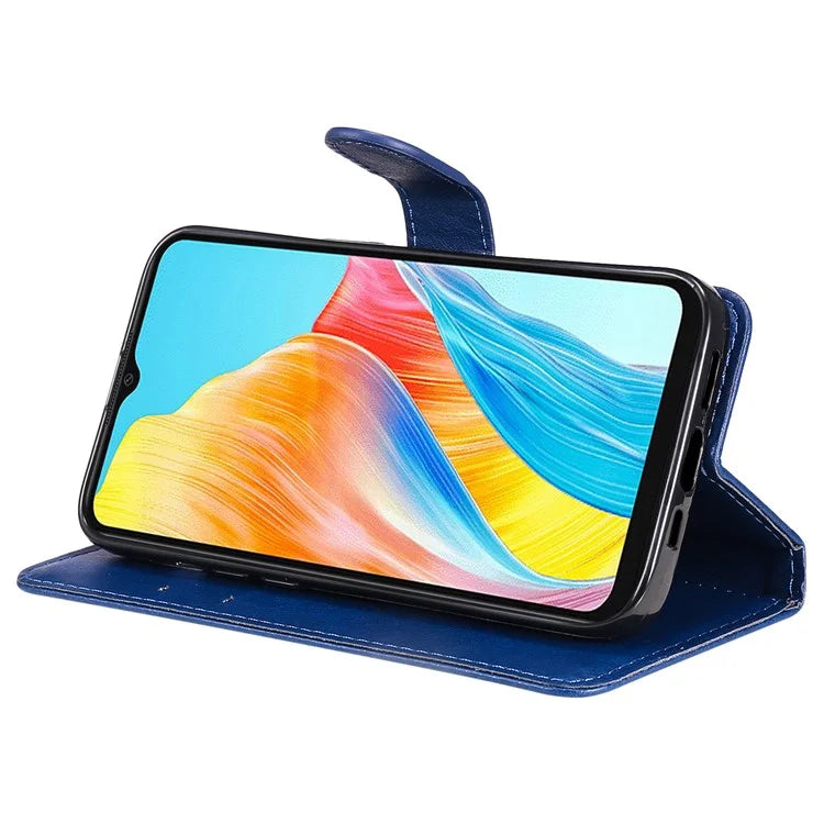 KT Leather Series-2 For Oppo A38 4G Case Wallet PU Leather Shell Solid Color Stand Cell Phone Cover