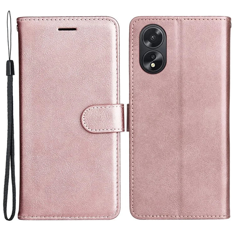 KT Leather Series-2 For Oppo A38 4G Case Wallet PU Leather Shell Solid Color Stand Cell Phone Cover