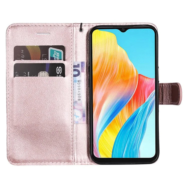 KT Leather Series-2 For Oppo A38 4G Case Wallet PU Leather Shell Solid Color Stand Cell Phone Cover