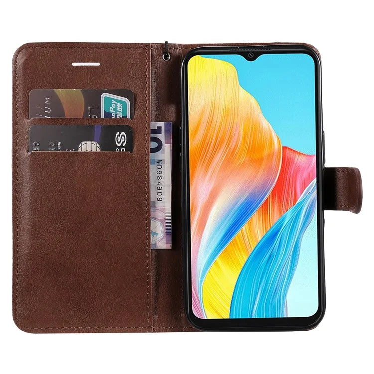 KT Leather Series-2 For Oppo A38 4G Case Wallet PU Leather Shell Solid Color Stand Cell Phone Cover