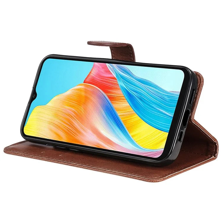 KT Leather Series-2 For Oppo A38 4G Case Wallet PU Leather Shell Solid Color Stand Cell Phone Cover