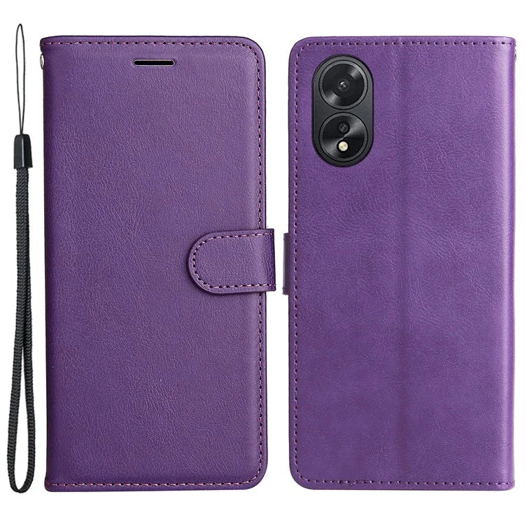 KT Leather Series-2 For Oppo A38 4G Case Wallet PU Leather Shell Solid Color Stand Cell Phone Cover
