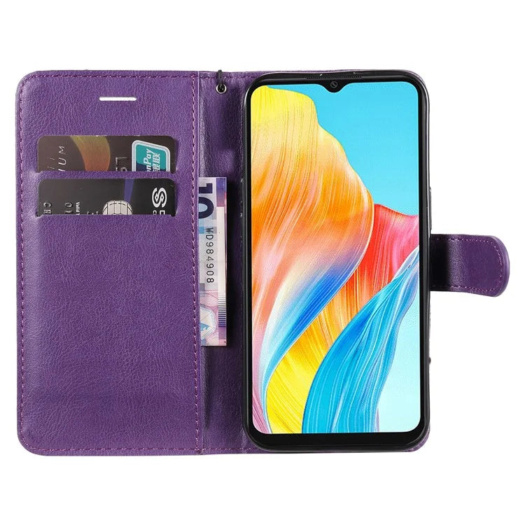 KT Leather Series-2 For Oppo A38 4G Case Wallet PU Leather Shell Solid Color Stand Cell Phone Cover