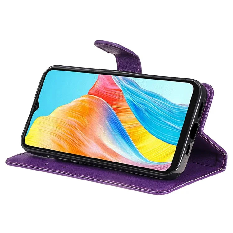 KT Leather Series-2 For Oppo A38 4G Case Wallet PU Leather Shell Solid Color Stand Cell Phone Cover