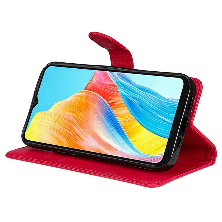 KT Leather Series-2 For Oppo A38 4G Case Wallet PU Leather Shell Solid Color Stand Cell Phone Cover