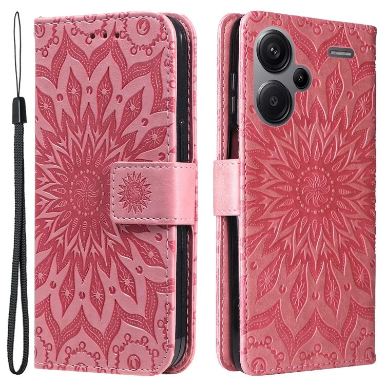KT Imprinting Flower Series-1 For Xiaomi Redmi Note 13 Pro+ 5G Case Slim-Fit Wallet Stand Leather Phone Cover