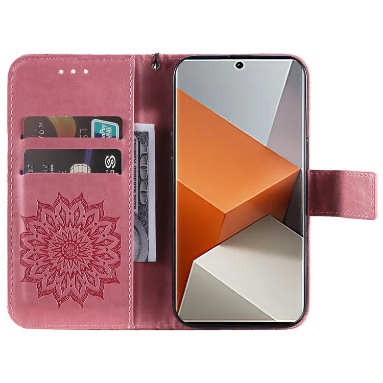 KT Imprinting Flower Series-1 For Xiaomi Redmi Note 13 Pro+ 5G Case Slim-Fit Wallet Stand Leather Phone Cover