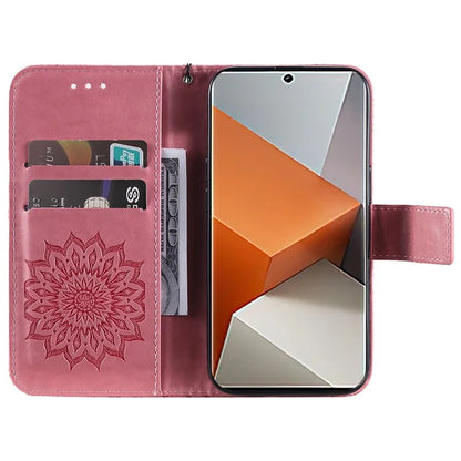 KT Imprinting Flower Series-1 For Xiaomi Redmi Note 13 Pro+ 5G Case Slim-Fit Wallet Stand Leather Phone Cover