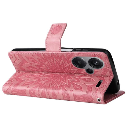 KT Imprinting Flower Series-1 For Xiaomi Redmi Note 13 Pro+ 5G Case Slim-Fit Wallet Stand Leather Phone Cover