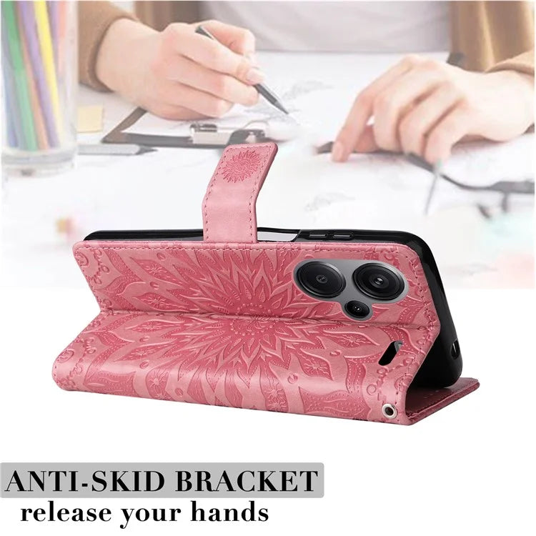 KT Imprinting Flower Series-1 For Xiaomi Redmi Note 13 Pro+ 5G Case Slim-Fit Wallet Stand Leather Phone Cover