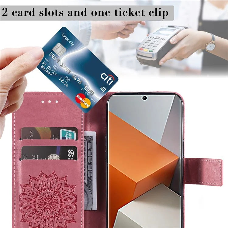 KT Imprinting Flower Series-1 For Xiaomi Redmi Note 13 Pro+ 5G Case Slim-Fit Wallet Stand Leather Phone Cover