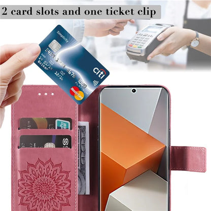 KT Imprinting Flower Series-1 For Xiaomi Redmi Note 13 Pro+ 5G Case Slim-Fit Wallet Stand Leather Phone Cover