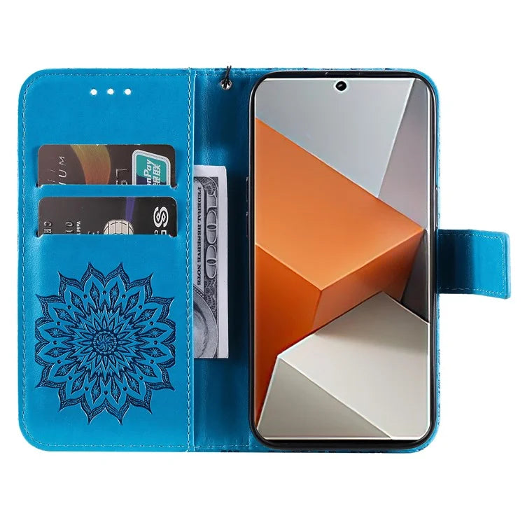 KT Imprinting Flower Series-1 For Xiaomi Redmi Note 13 Pro+ 5G Case Slim-Fit Wallet Stand Leather Phone Cover
