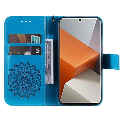 KT Imprinting Flower Series-1 For Xiaomi Redmi Note 13 Pro+ 5G Case Slim-Fit Wallet Stand Leather Phone Cover