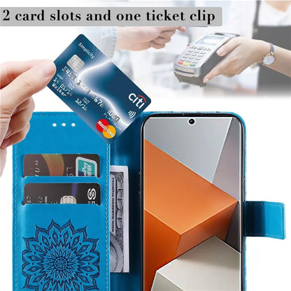 KT Imprinting Flower Series-1 For Xiaomi Redmi Note 13 Pro+ 5G Case Slim-Fit Wallet Stand Leather Phone Cover
