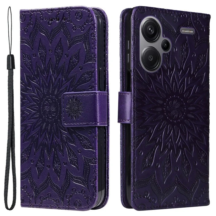 KT Imprinting Flower Series-1 For Xiaomi Redmi Note 13 Pro+ 5G Case Slim-Fit Wallet Stand Leather Phone Cover
