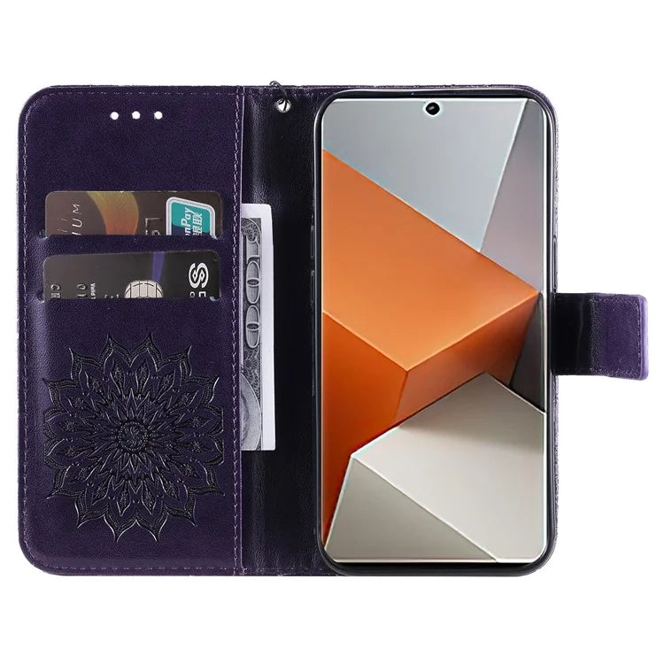 KT Imprinting Flower Series-1 For Xiaomi Redmi Note 13 Pro+ 5G Case Slim-Fit Wallet Stand Leather Phone Cover