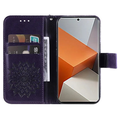 KT Imprinting Flower Series-1 For Xiaomi Redmi Note 13 Pro+ 5G Case Slim-Fit Wallet Stand Leather Phone Cover