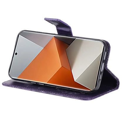 KT Imprinting Flower Series-1 For Xiaomi Redmi Note 13 Pro+ 5G Case Slim-Fit Wallet Stand Leather Phone Cover