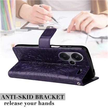 KT Imprinting Flower Series-1 For Xiaomi Redmi Note 13 Pro+ 5G Case Slim-Fit Wallet Stand Leather Phone Cover