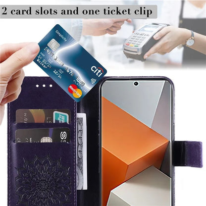 KT Imprinting Flower Series-1 For Xiaomi Redmi Note 13 Pro+ 5G Case Slim-Fit Wallet Stand Leather Phone Cover