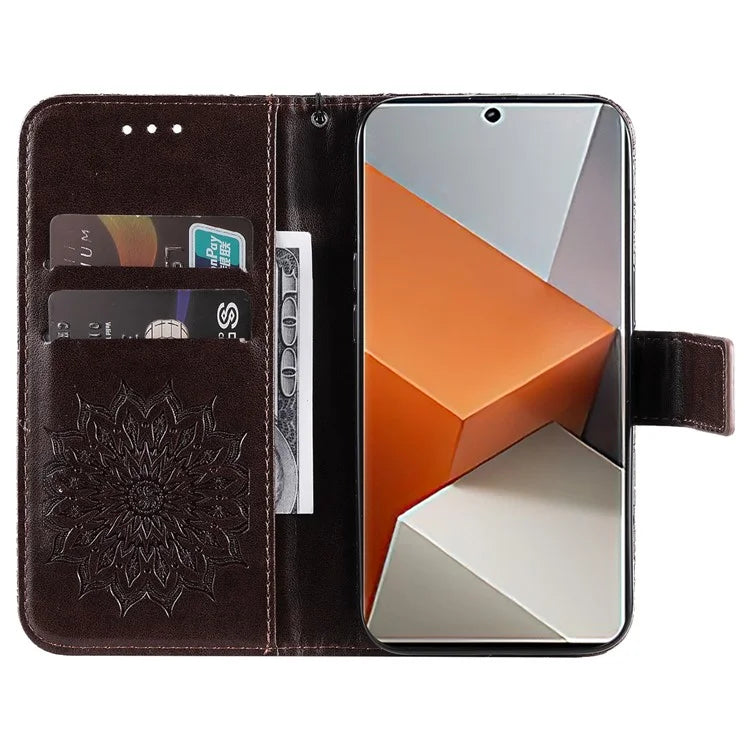 KT Imprinting Flower Series-1 For Xiaomi Redmi Note 13 Pro+ 5G Case Slim-Fit Wallet Stand Leather Phone Cover