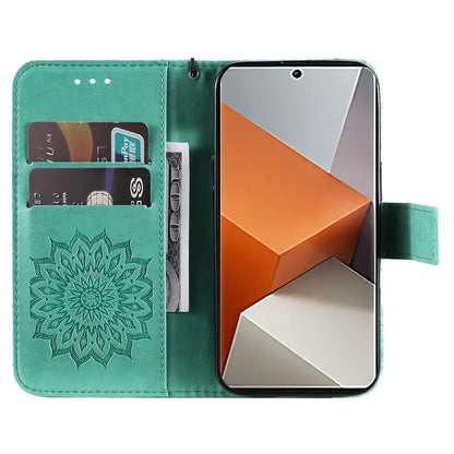 KT Imprinting Flower Series-1 For Xiaomi Redmi Note 13 Pro+ 5G Case Slim-Fit Wallet Stand Leather Phone Cover