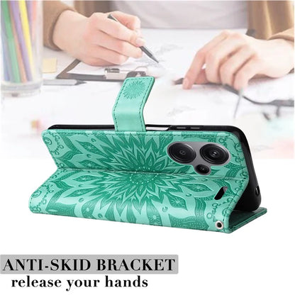 KT Imprinting Flower Series-1 For Xiaomi Redmi Note 13 Pro+ 5G Case Slim-Fit Wallet Stand Leather Phone Cover