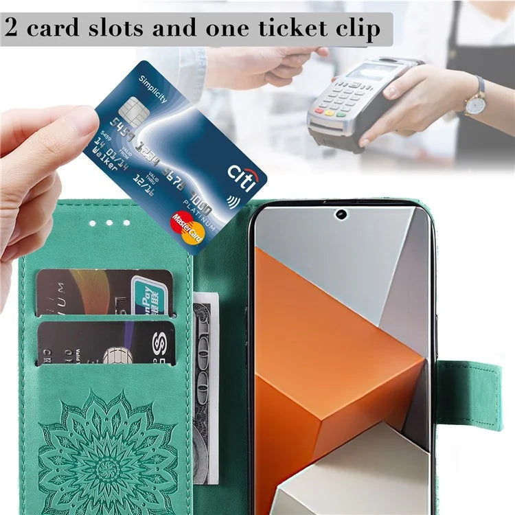 KT Imprinting Flower Series-1 For Xiaomi Redmi Note 13 Pro+ 5G Case Slim-Fit Wallet Stand Leather Phone Cover