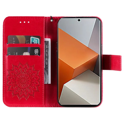 KT Imprinting Flower Series-1 For Xiaomi Redmi Note 13 Pro+ 5G Case Slim-Fit Wallet Stand Leather Phone Cover