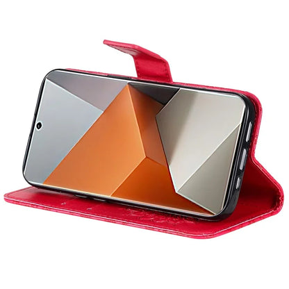 KT Imprinting Flower Series-1 For Xiaomi Redmi Note 13 Pro+ 5G Case Slim-Fit Wallet Stand Leather Phone Cover