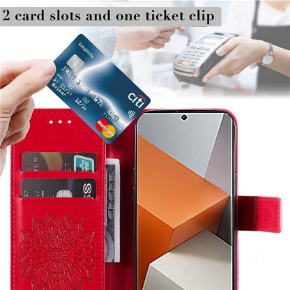 KT Imprinting Flower Series-1 For Xiaomi Redmi Note 13 Pro+ 5G Case Slim-Fit Wallet Stand Leather Phone Cover