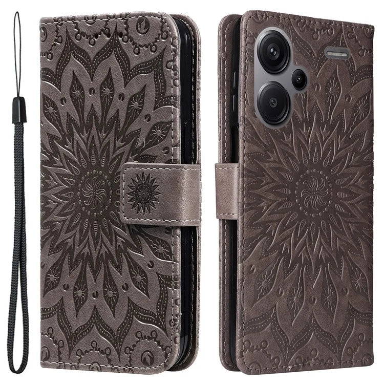 KT Imprinting Flower Series-1 For Xiaomi Redmi Note 13 Pro+ 5G Case Slim-Fit Wallet Stand Leather Phone Cover