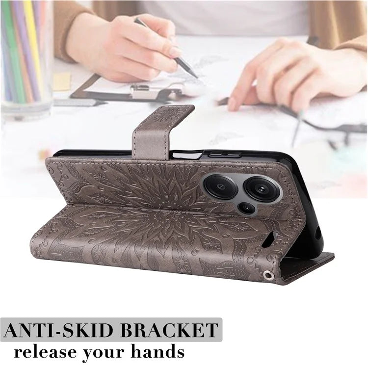 KT Imprinting Flower Series-1 For Xiaomi Redmi Note 13 Pro+ 5G Case Slim-Fit Wallet Stand Leather Phone Cover