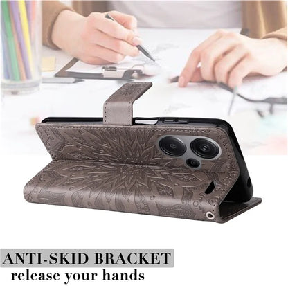 KT Imprinting Flower Series-1 For Xiaomi Redmi Note 13 Pro+ 5G Case Slim-Fit Wallet Stand Leather Phone Cover