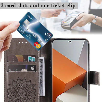 KT Imprinting Flower Series-1 For Xiaomi Redmi Note 13 Pro+ 5G Case Slim-Fit Wallet Stand Leather Phone Cover