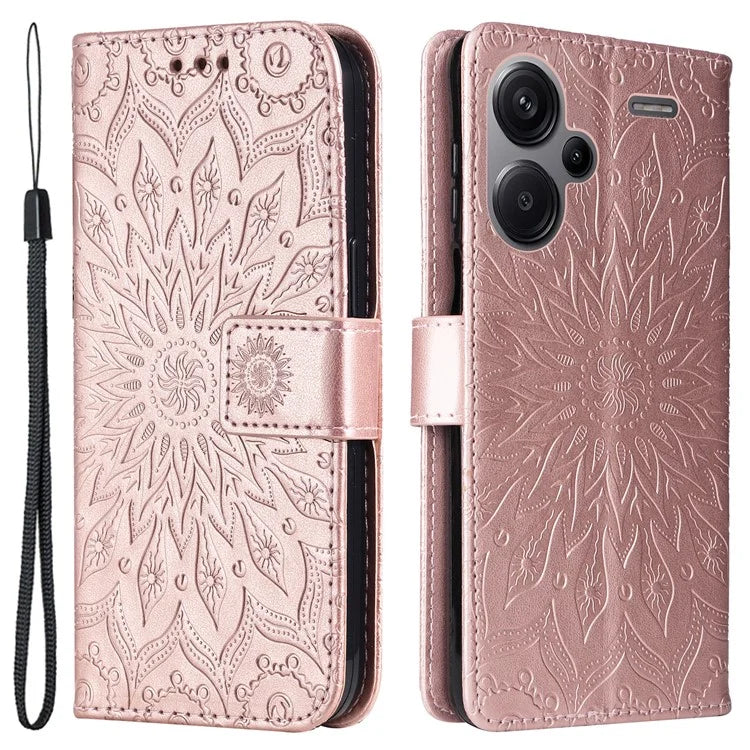 KT Imprinting Flower Series-1 For Xiaomi Redmi Note 13 Pro+ 5G Case Slim-Fit Wallet Stand Leather Phone Cover