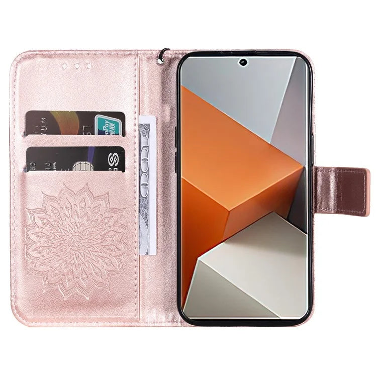 KT Imprinting Flower Series-1 For Xiaomi Redmi Note 13 Pro+ 5G Case Slim-Fit Wallet Stand Leather Phone Cover