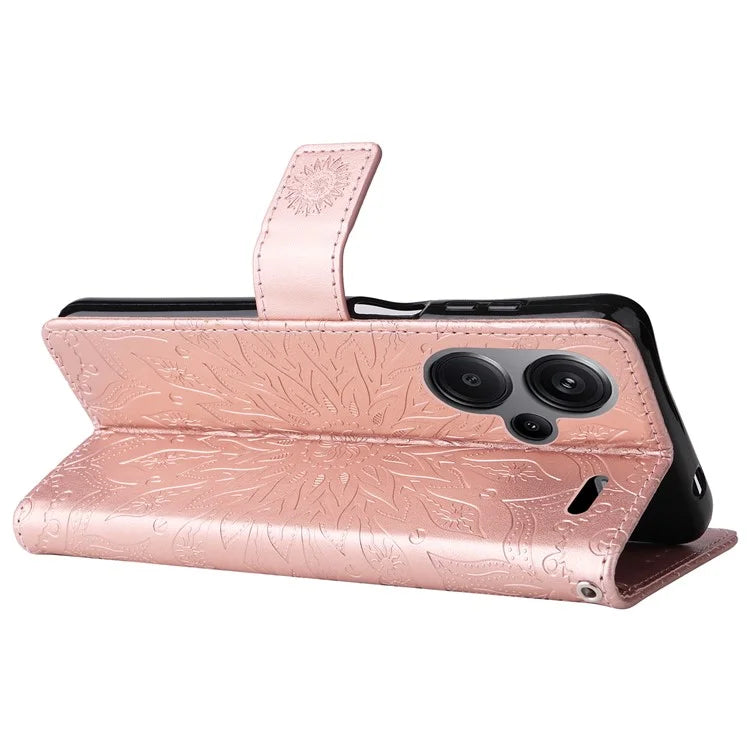 KT Imprinting Flower Series-1 For Xiaomi Redmi Note 13 Pro+ 5G Case Slim-Fit Wallet Stand Leather Phone Cover