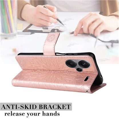 KT Imprinting Flower Series-1 For Xiaomi Redmi Note 13 Pro+ 5G Case Slim-Fit Wallet Stand Leather Phone Cover