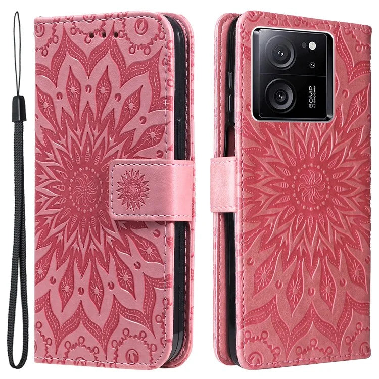 KT Imprinting Flower Series-1 For Xiaomi 13T / 13T Pro / Redmi K60 Ultra Case PU Leather Phone Cover Wallet