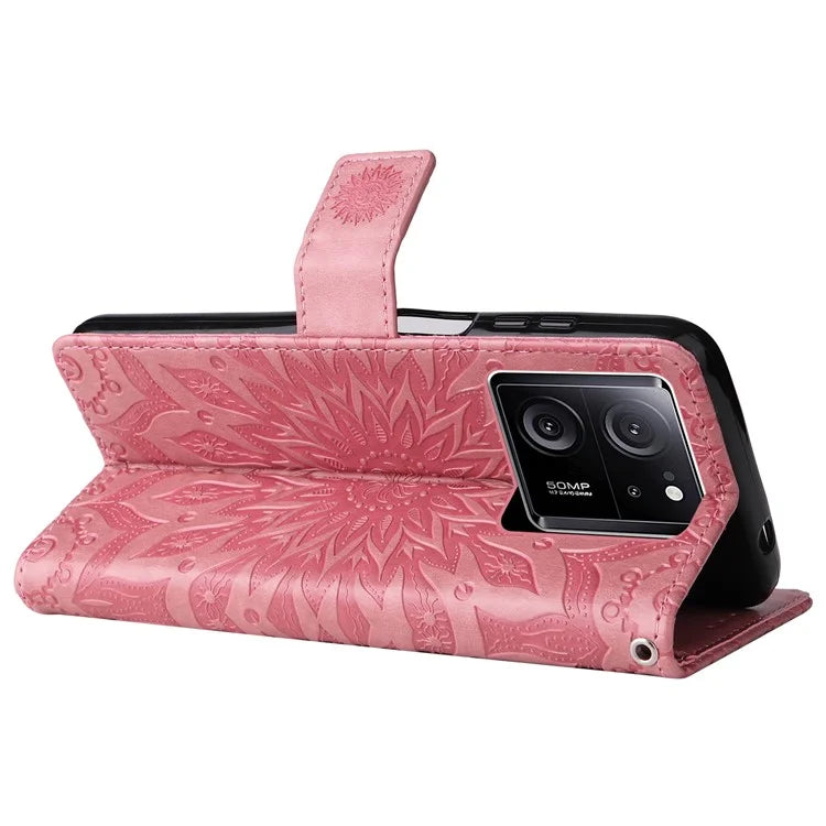 KT Imprinting Flower Series-1 For Xiaomi 13T / 13T Pro / Redmi K60 Ultra Case PU Leather Phone Cover Wallet