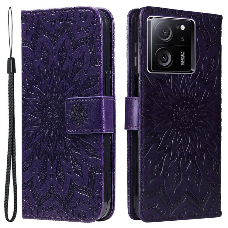 KT Imprinting Flower Series-1 For Xiaomi 13T / 13T Pro / Redmi K60 Ultra Case PU Leather Phone Cover Wallet