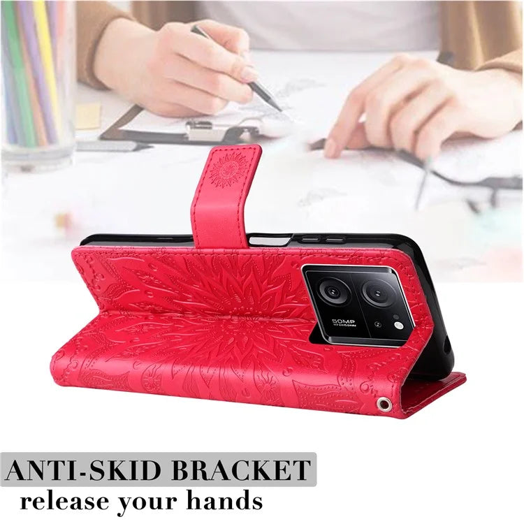 KT Imprinting Flower Series-1 For Xiaomi 13T / 13T Pro / Redmi K60 Ultra Case PU Leather Phone Cover Wallet