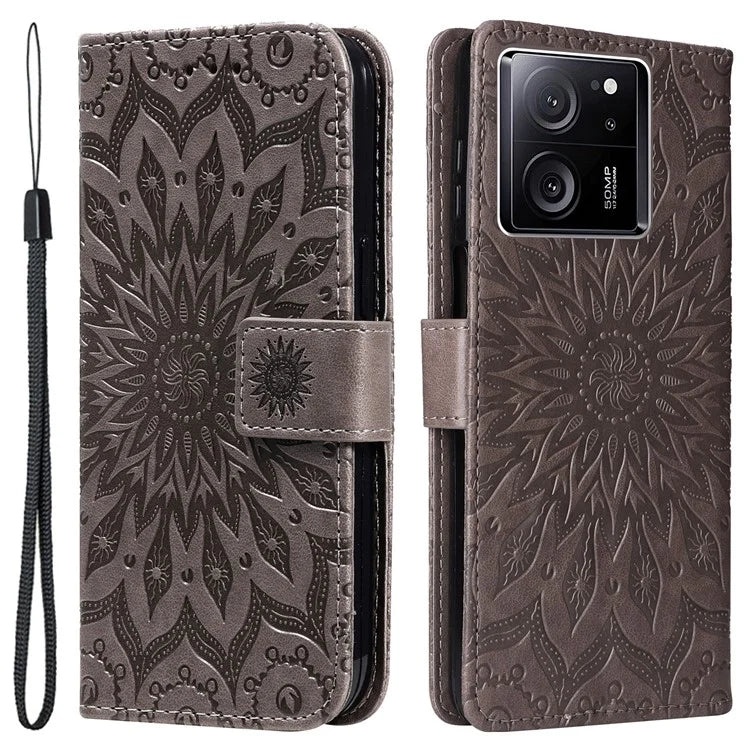 KT Imprinting Flower Series-1 For Xiaomi 13T / 13T Pro / Redmi K60 Ultra Case PU Leather Phone Cover Wallet