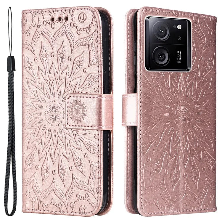 KT Imprinting Flower Series-1 For Xiaomi 13T / 13T Pro / Redmi K60 Ultra Case PU Leather Phone Cover Wallet